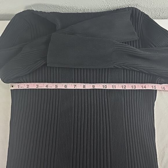 Anthro Moth Black Fitted Ribbed Turtleneck Sweater Top Size XL Academia Goth - Picture 6 of 11